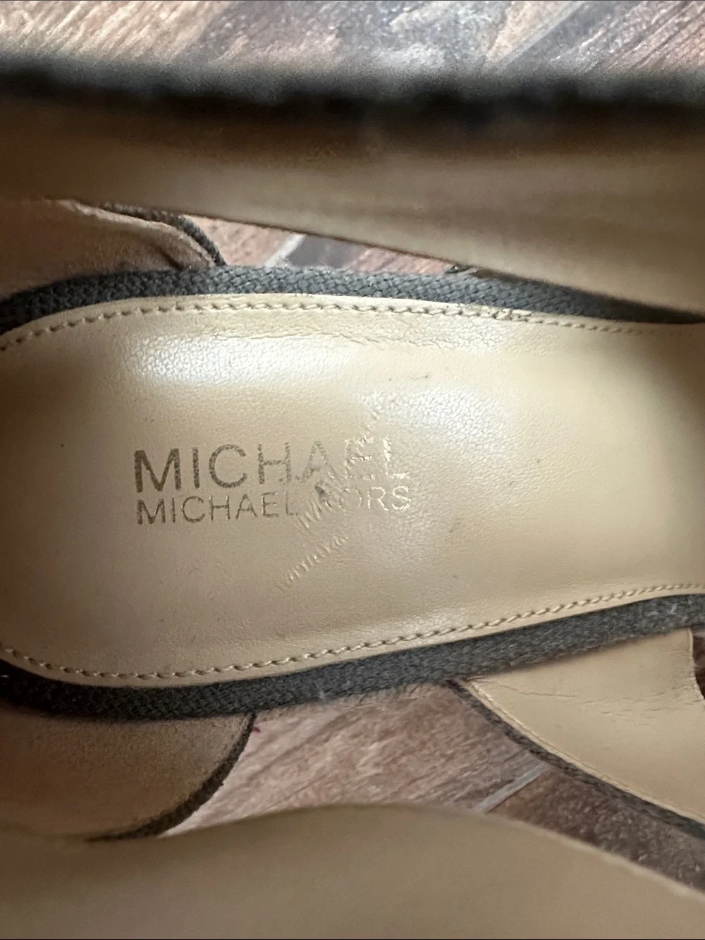 MICHAEL Michael Kors Olive Green Espadrille Wedge Sandals with Front Zipper